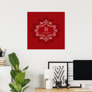 Festive Foliage Déco Cadre Monogramme Holiday Impr
