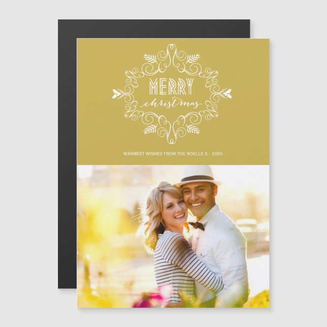 Festive Foliage Deco Carte magnétique photo (Devant / Derrière)
