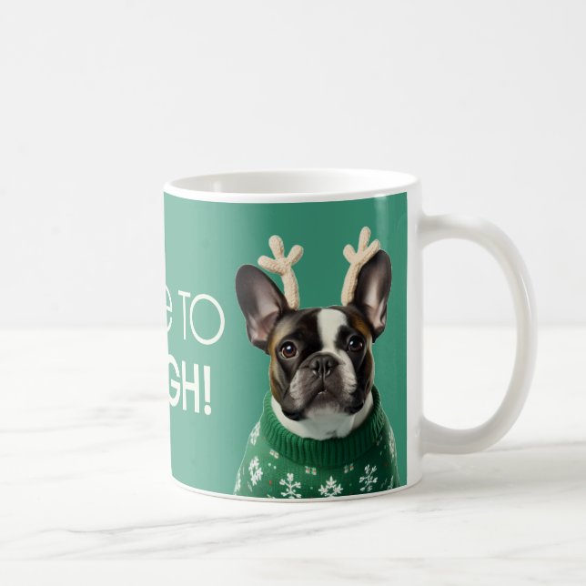 Festive French Bulldog Mug - Ici à Sleigh (Droite)