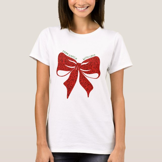 Festive Gift Bow Christmas T-Shirt -- Red Bow  (Devant)