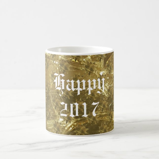 Festive Gold Stars Bonne année 2017 Mug (Centre)