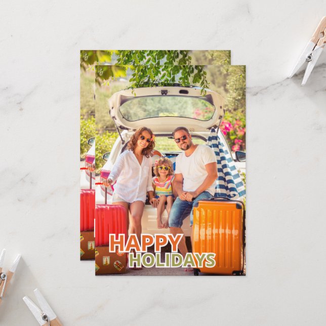 Festive Happy Holidays Greeting Card (Devant/Arrière en situation)