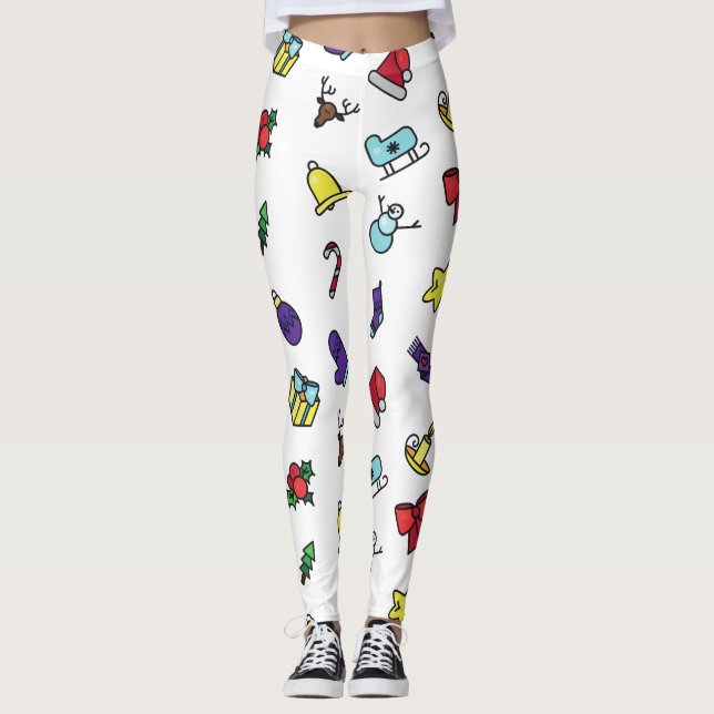 Festive Holiday Christmas Leggings Pants for Women (Devant)