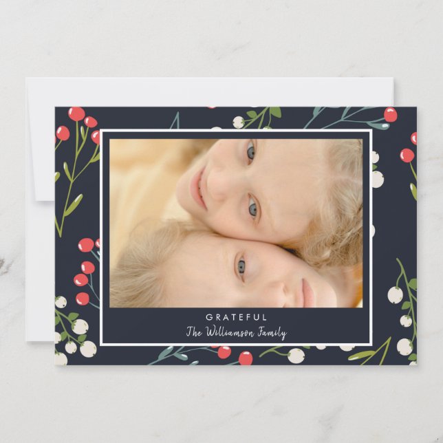 Festive Holly Berries Photo Carte de Noël (Devant)