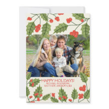 Festive Holly Joyeux Carte photo de vacances