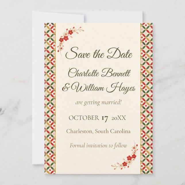Festive Japanese Blossom Save the Date (Devant)