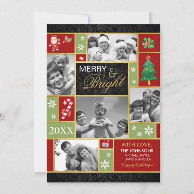 Festive Merry & Bright Holiday Cartes photos (Devant)