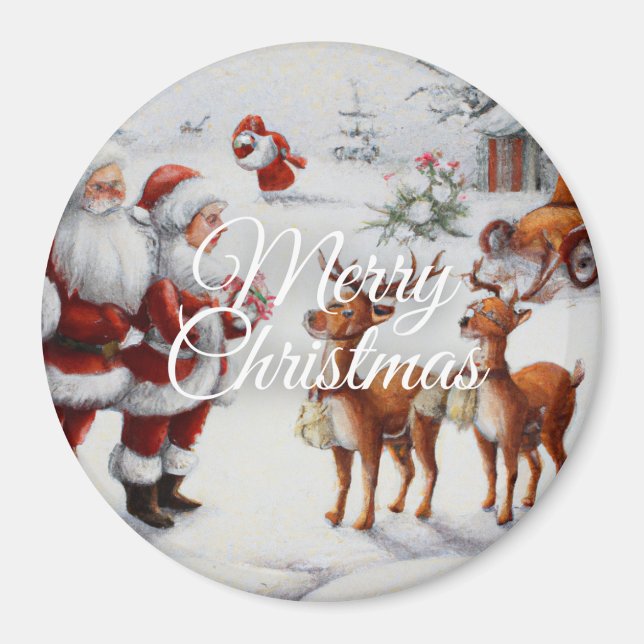 Festive "Merry Christmas" Holiday Cheer Magnet (Devant)