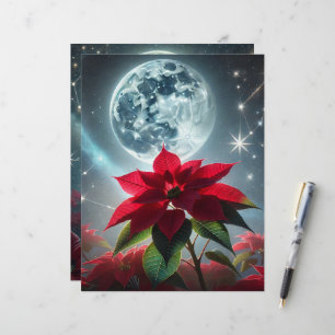 Festive Moonlit Poinsettia Feuilles de papier du a