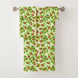 Festive Motif de fruits de canneberge, vert