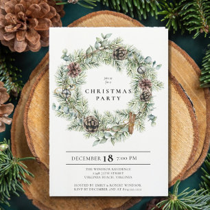 Festive Natural Wreath Fête Invitation