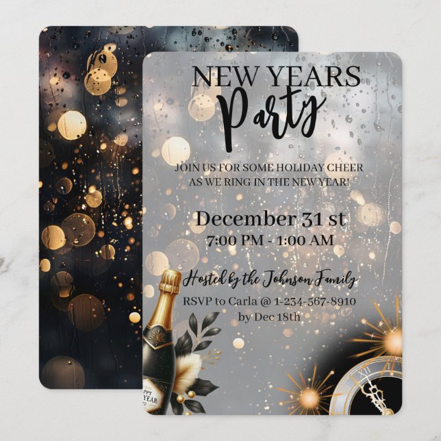 Festive New Year's Party Invitation (Devant / Derrière)