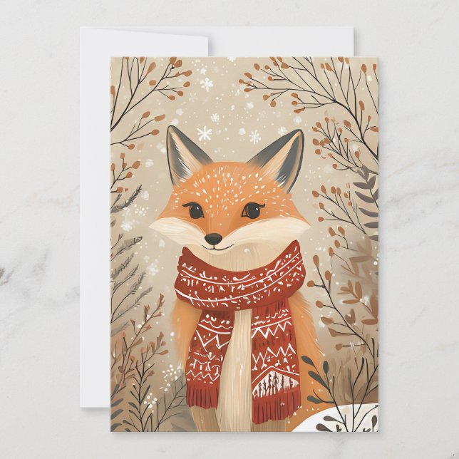 Festive Noël Carte de voeux Noël Renard de Noël (Devant)