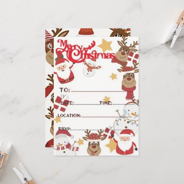 Festive Noël fêtes cartes d'invitation (Devant/Arrière en situation)