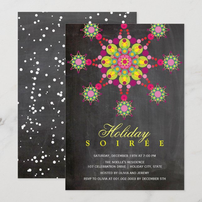 Festive Ornament Chalkboard Fête Invitation (Devant / Derrière)