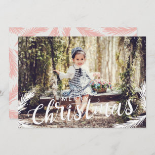 Festive photo rose feuillage de Noël Carte de vaca