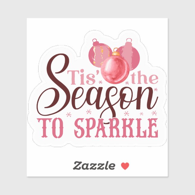 Festive Pink Christmas Joy Sticker (Feuille)