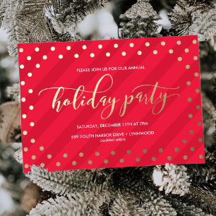 Festive Red Faux Foil Fête Invitation