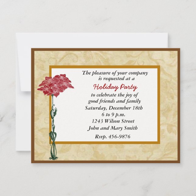 Festive Red Poinsettia Fête Invitation (Devant)