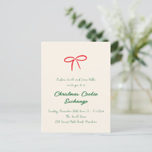Festive Red Simple Bow Fête Invitation