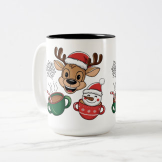Festive Reindeer and Snowman Holiday Mug