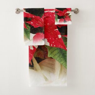 Festive Rouge Blanc Floral Poinsettia Fleurs
