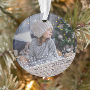 Festive Rustic Wood Stars Christmas Keepsaké Photo