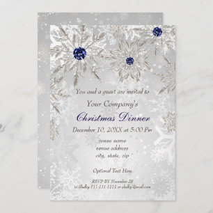 Festive Silver Navy Invitation de fête