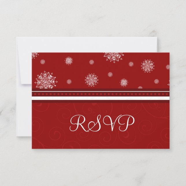 Festive Snowflakes Noël Mariage Cartes RSVP (Devant)