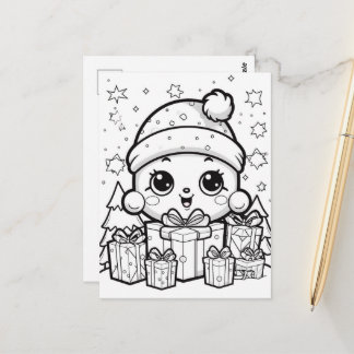 Festive Snowkid enfants colorier Carte postale