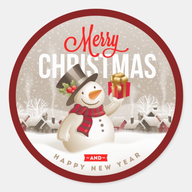 Festive Snowman Holiday Sticker – Merry Christmas  (Devant)