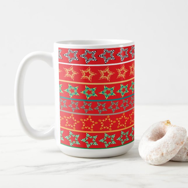 Festive Stars Classic Mug - (Avec donut)