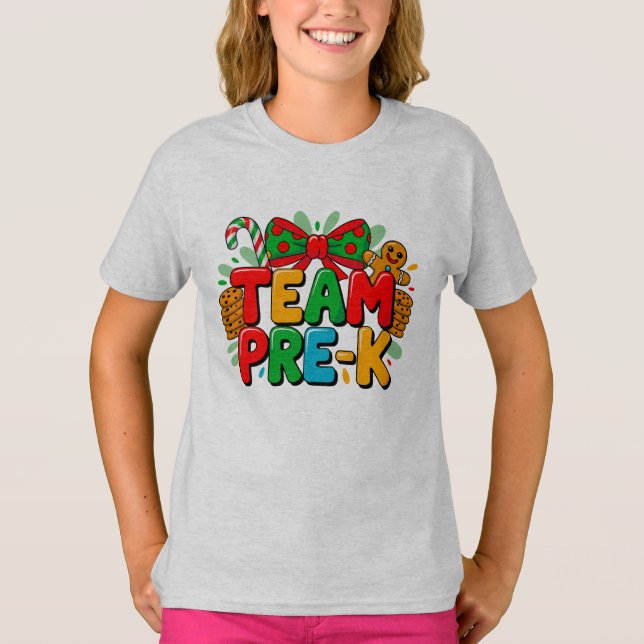 Festive Team Pre-K Christmas T-Shirt  (Devant)