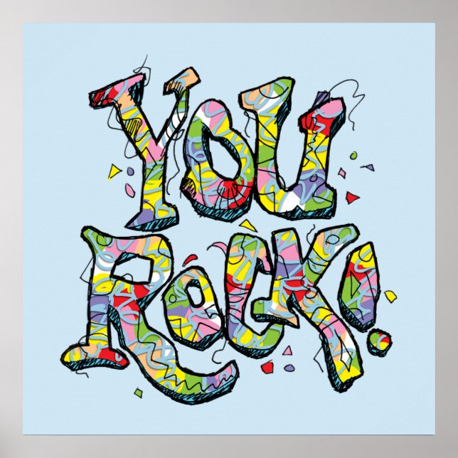 Festive "Vous Rock !" Poster en lettres (Devant)