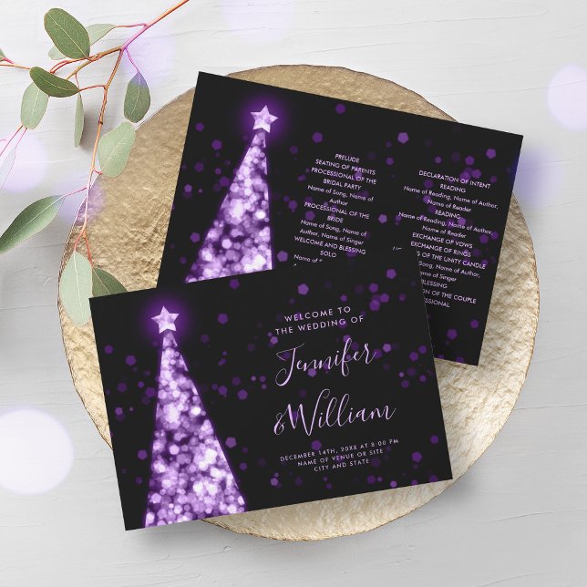 Festive Xmas Tree Purple Wedple Programme de maria (Festive Xmas Tree Purple Wedding Program)