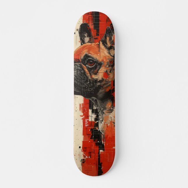 "Fetch" French Bulldog 7 3/4" Skateboard Deck (Devant)