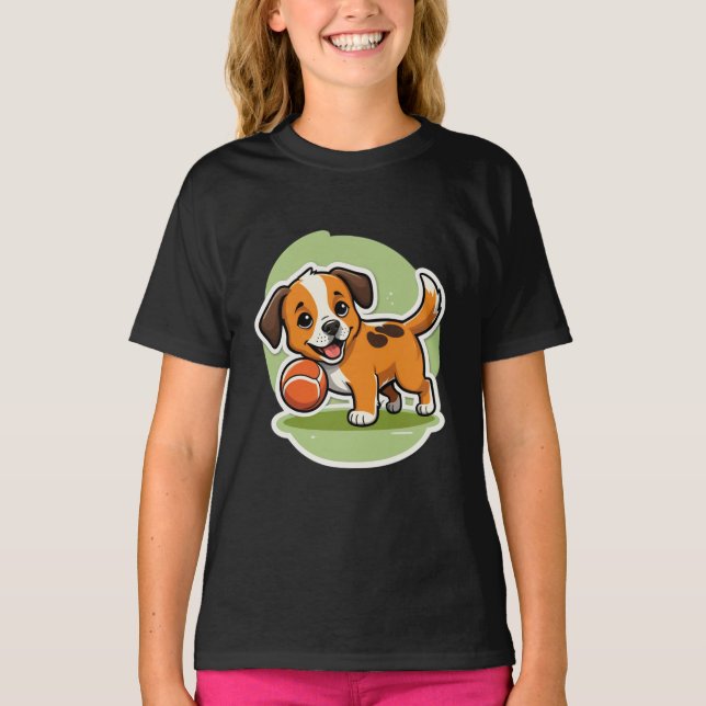 Fetch Happens - Drôle Dog Cartoon T-Shirt (Devant)