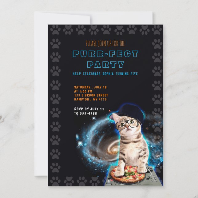 Fête à la pur ! Invitation Dj Cat (Devant)