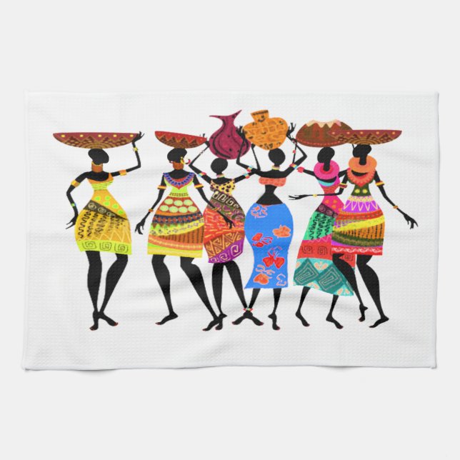 Fête Africaine • Serviette de cuisine afrocentriqu (Horizontal)