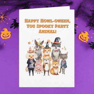 Fête Animaux mignonette Funny photo cartes d'Hallo