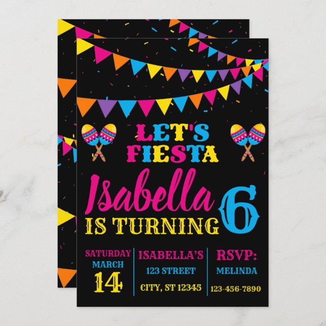 Fête Anniversaire Cinco De Mayo Fête Invitation (Devant / Derrière)