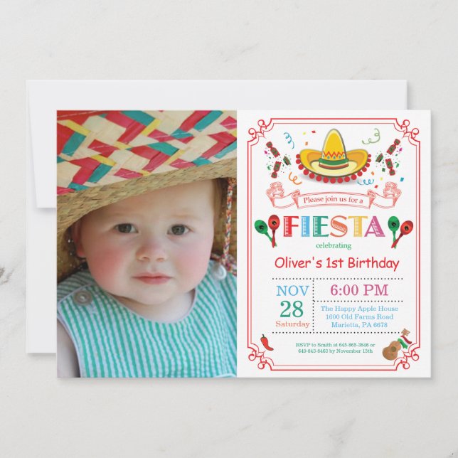 Fête Anniversaire Invitation de fête mexicaine (Devant)