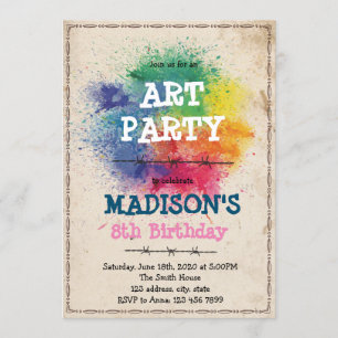 Fête artistique de paintball Invitation