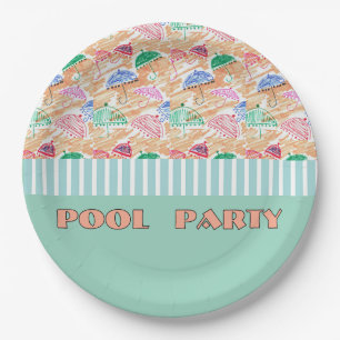 FÊTE AU BORD DE LA PISCINE Assiette en carton
