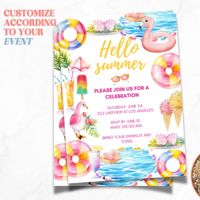 Fête au bord de la piscine | Invitation à une fête (Créateur téléchargé)