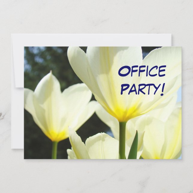 Fête au bureau ! invitations Tulipes Blanches Jaun (Devant)
