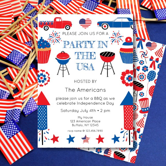 Fête Aux Etats-Unis 4 juillet BBQ Invitation (Créateur téléchargé)