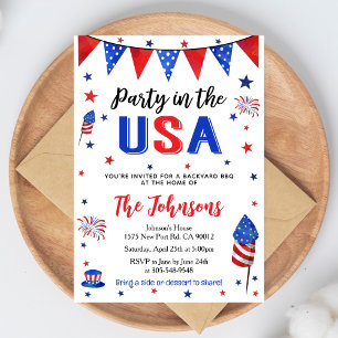 Fête aux États-Unis 4 juillet Invitation BBQ dans