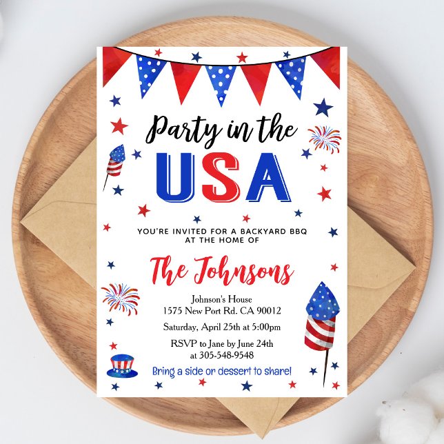 Fête aux États-Unis 4 juillet Invitation BBQ dans  (Créateur téléchargé)