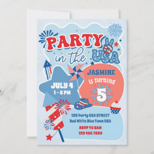 Fête aux Etats-Unis 4 juillet Invitation d'anniver